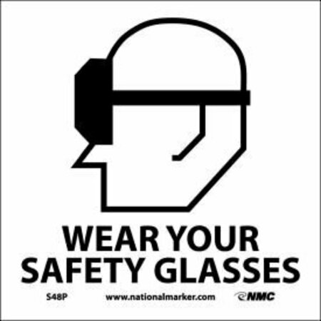 NATIONAL MARKER CO Graphic Facility Signs - Wear Your Safety Glasses - Vinyl 7x7 S48P